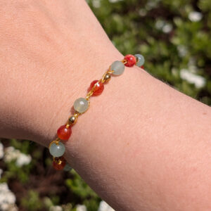 Bransoletka Rytm (złota, jadeit i awenturyn, 18cm)