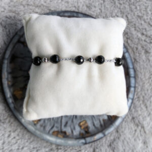Bransoletka Miraż (srebrna, obsydian, 16cm)