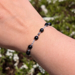 Bransoletka Miraż (srebrna, obsydian, 16cm)