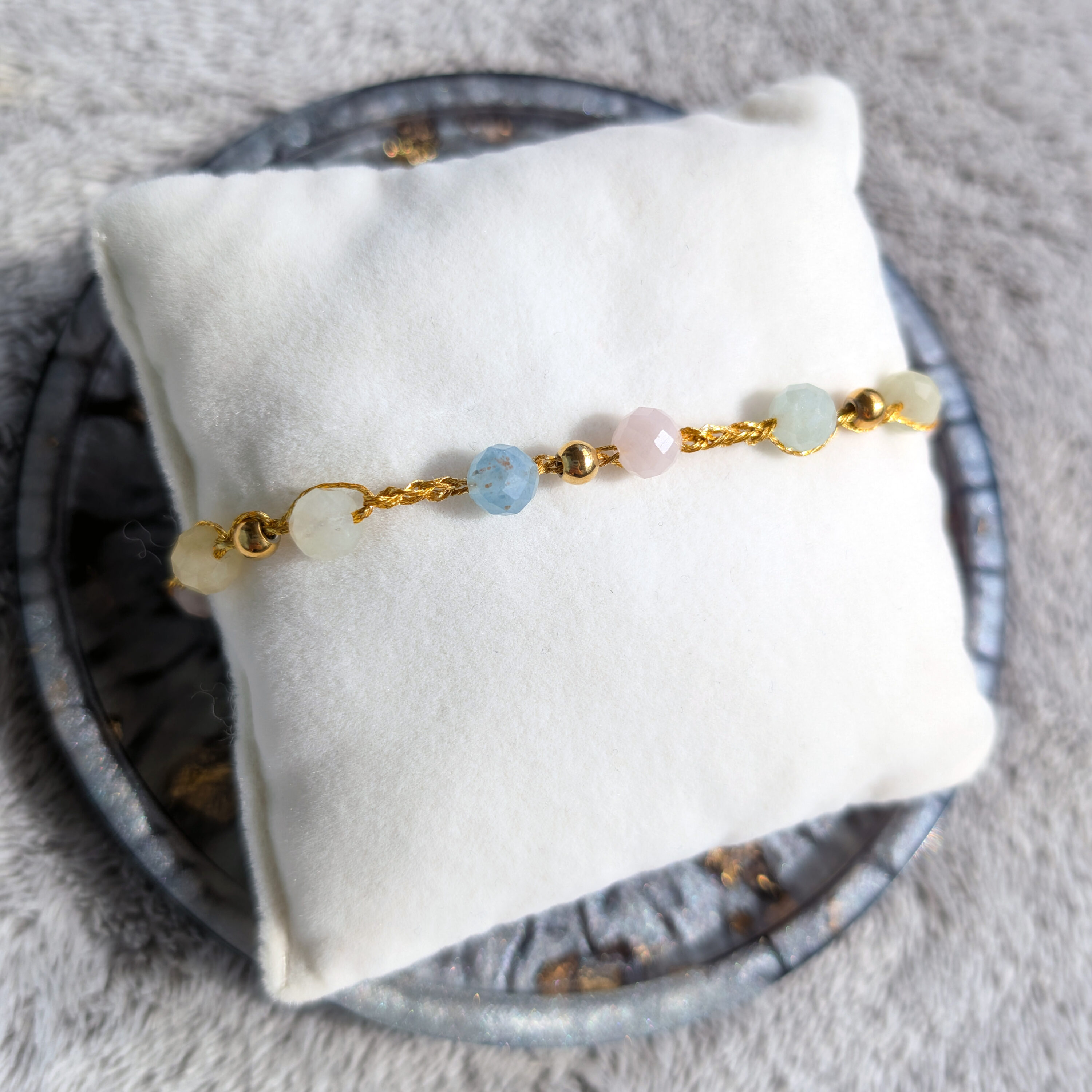 Bransoletka Miraż (złota, morganit, 18cm)