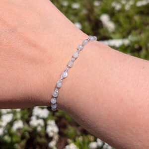 Bransoletka Iskra (srebrna, kamień księżycowy, 18cm)