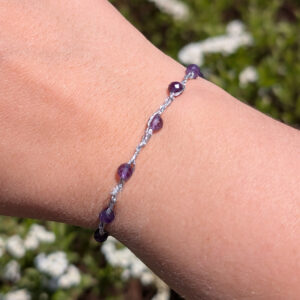 Bransoletka Szept (srebrna, ametyst, 16cm)