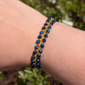 Bransoletka Żar (złota, koraliki szklane, 17cm)