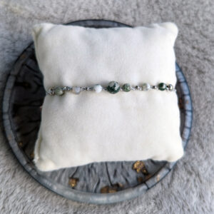 Bransoletka Lunaria (srebrna, agat mszysty, 16cm)