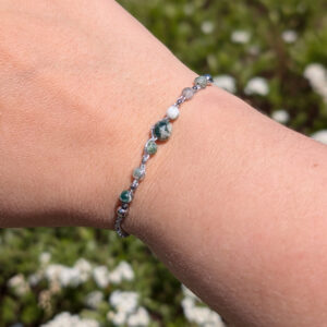 Bransoletka Lunaria (srebrna, agat mszysty, 16cm)