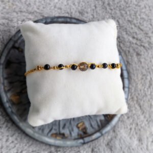 Bransoletka Lunaria (złota, noc kairu i kwarc dymny, 18cm)