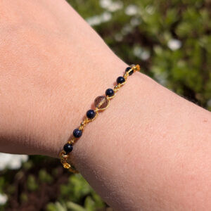 Bransoletka Lunaria (złota, noc kairu i kwarc dymny, 18cm)