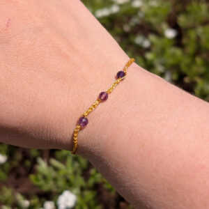 Bransoletka Pył (złota, ametyst, 17cm)